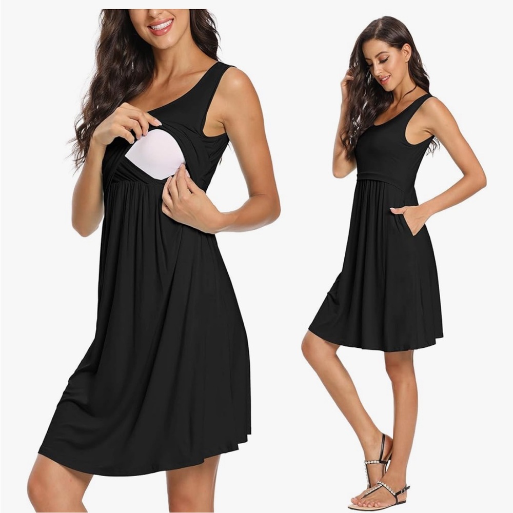 Elegant Sleeveless Nursing Dress